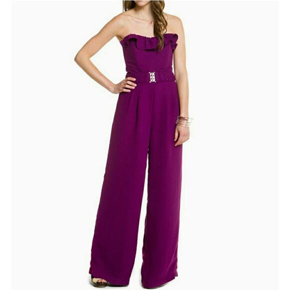 Mack & James Badgley Mischka Ruffle Strapless Jumpsuit - Picture 1 of 8